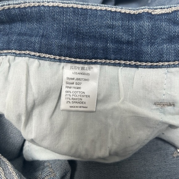 Judy Blue Relaxed Fit Distressed Bleach Splatter Denim Jeans Sz 5/27 Style #8273 - Picture 3 of 5